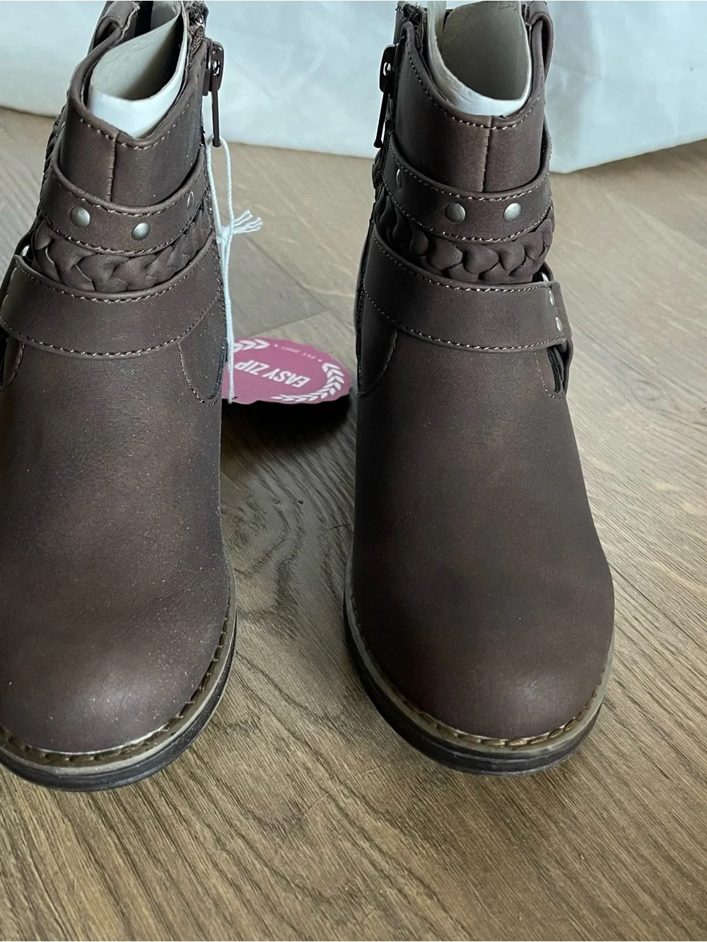 Girls Ankle Boots Pu Leather Side Zipper Fashion Cowboy Inspired Boots Sz 13 T